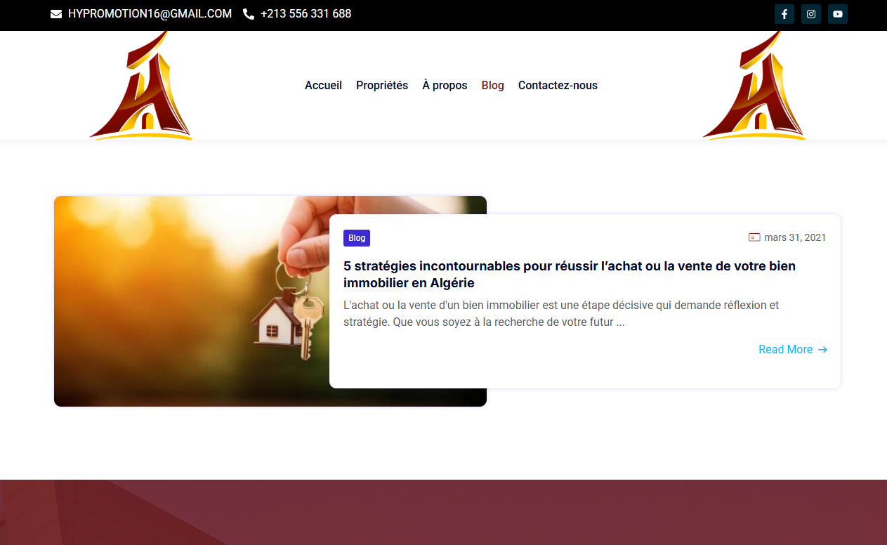 Site Web de profil d'agence immobilière